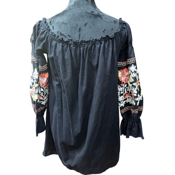 Free People Fleur Du Jour Mini Dress Floral Embroidered Pockets Boho Hippie Sz S - Picture 3 of 11
